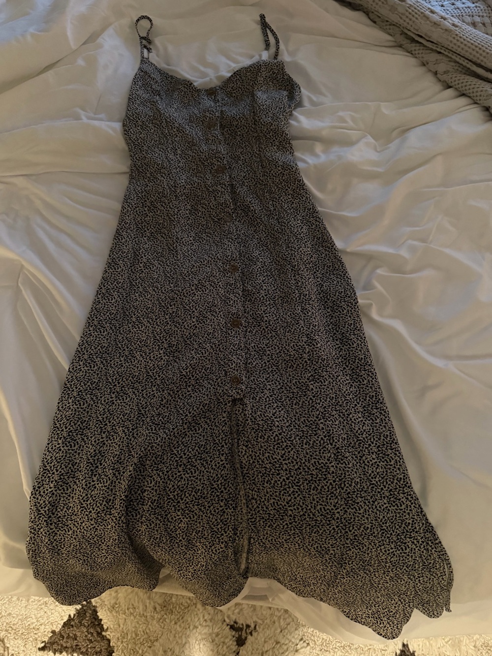 Spotted Black & White Button-Front Slip Dress